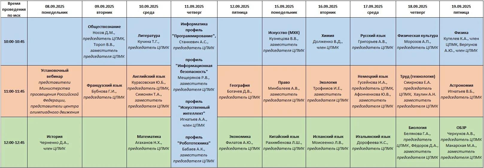 График вебинаров